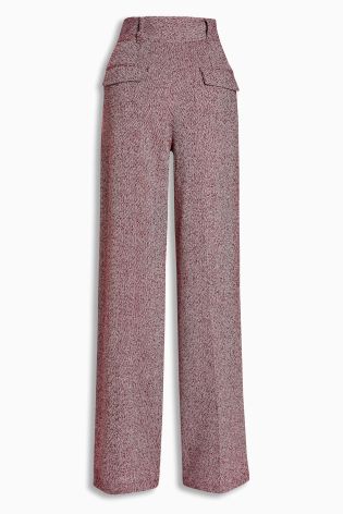 Berry Herringbone Slouch Trousers